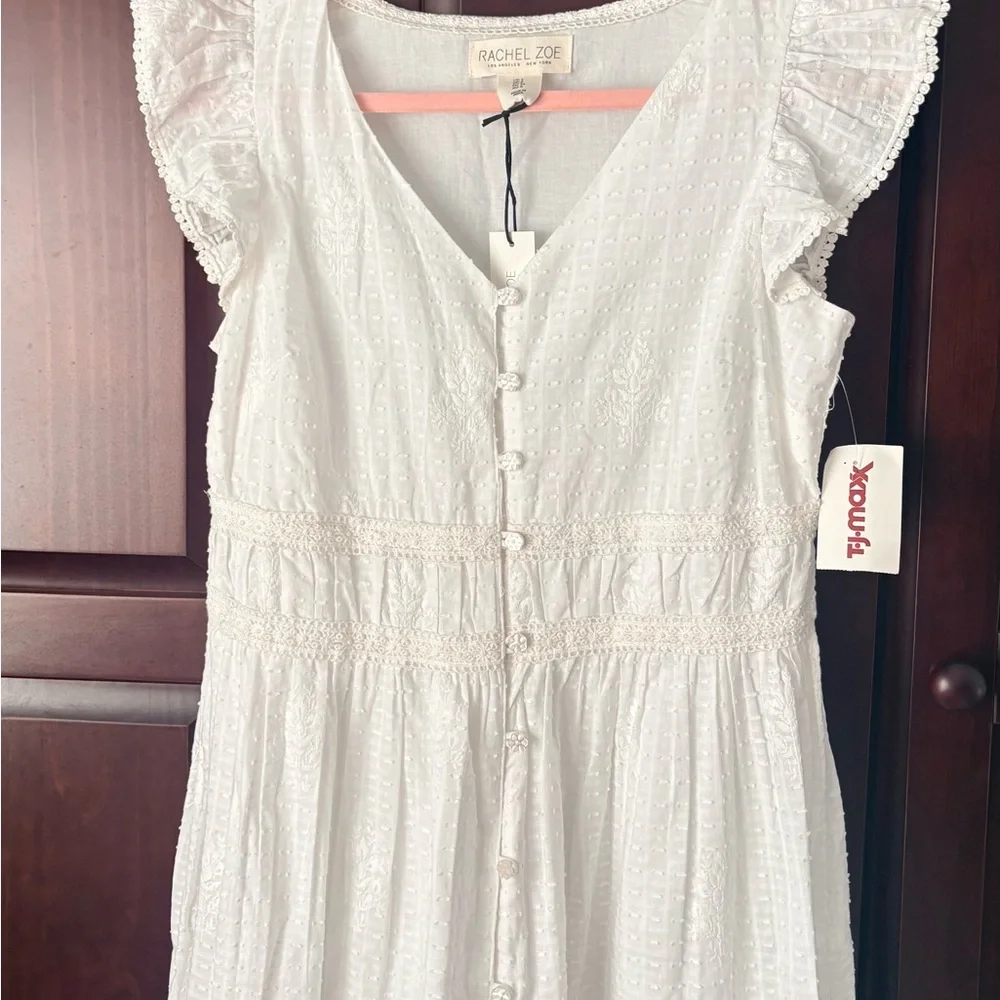 NWT Eyelet Button-Front Maxi Dress - White - Picture 4 of 8